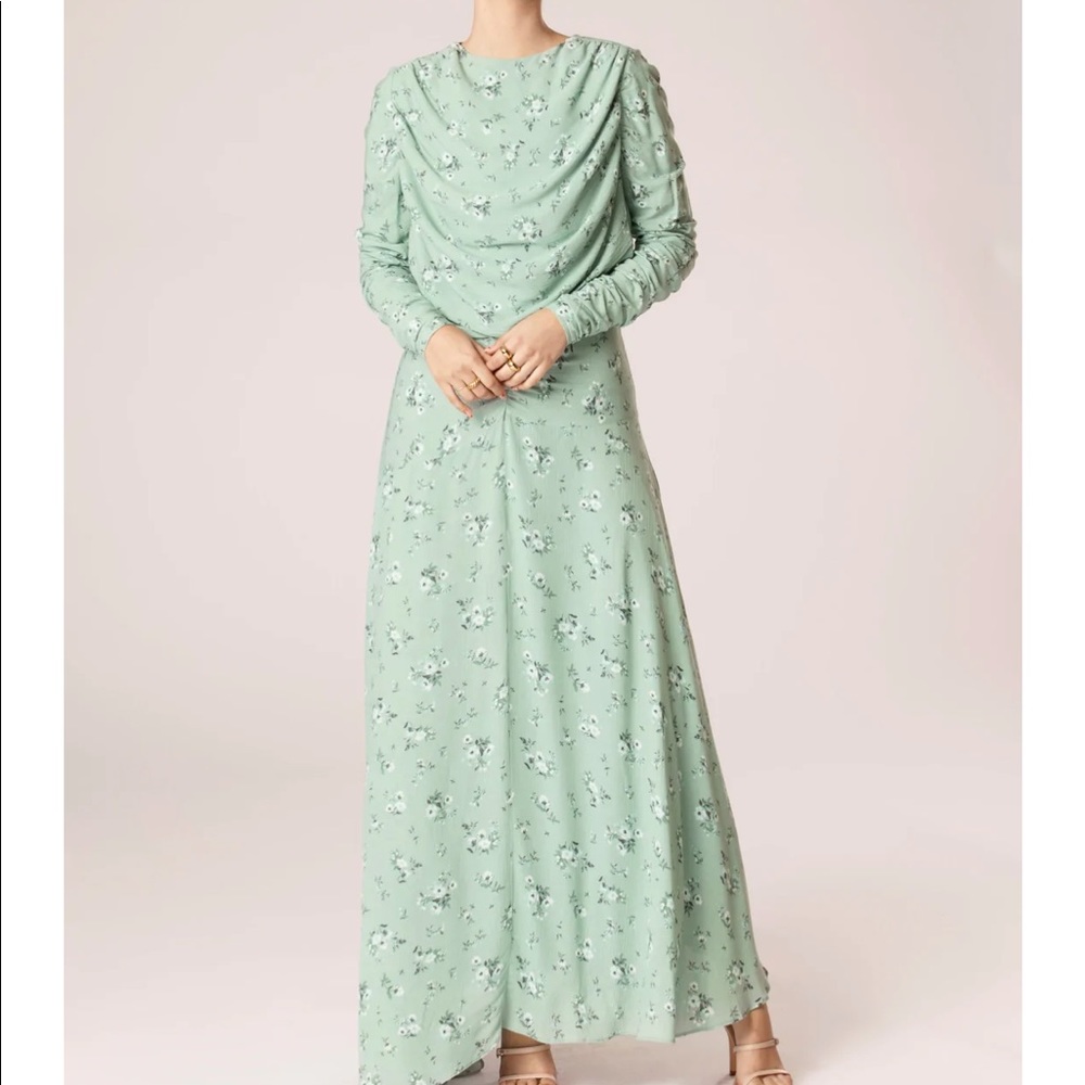 Valeria Asymmetrical Rouched Floral Maxi Dress Veiled Collection